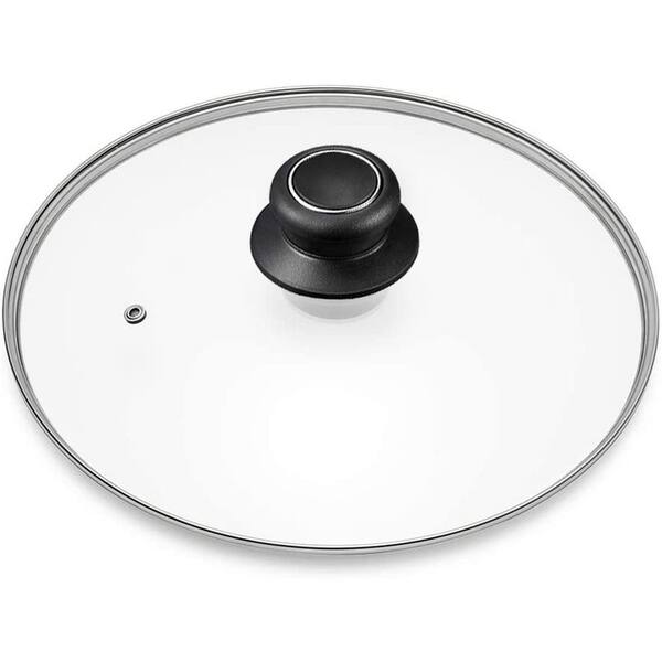 12 in. Clear Glass Lid for Frying Pan with Heat-Resistant Handle, Compatible with Lodge Cast Iron Skillet, Pot Cover
