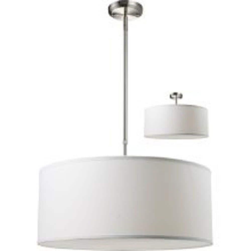 Contemporary 24" Brushed Nickel Drum Pendant with Textured Linen Shade