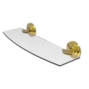 Que New 18 in. L x 3 in. H x 5 in. W Clear Glass Bathroom Shelf in Polished Brass