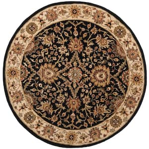 Antiquity Black 6 ft. x 6 ft. Round Border Floral Area Rug