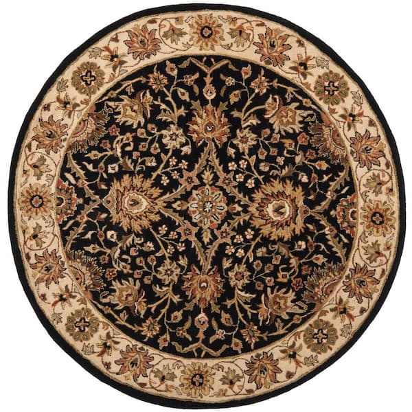 SAFAVIEH Antiquity Black 6 ft. x 6 ft. Round Border Floral Area Rug