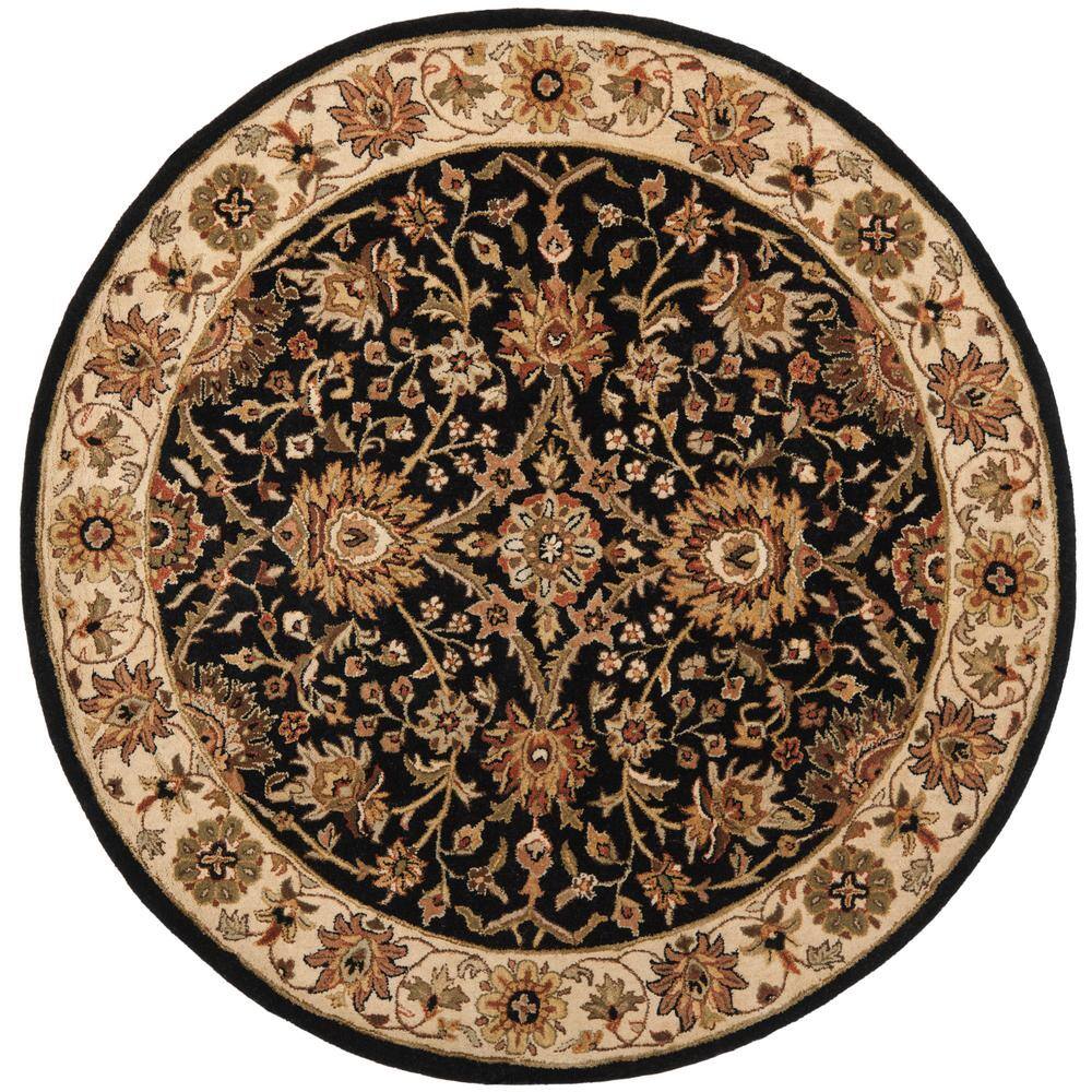 SAFAVIEH Antiquity Black 8 Ft X 8 Ft Round Border Area Rug AT249B 8R 