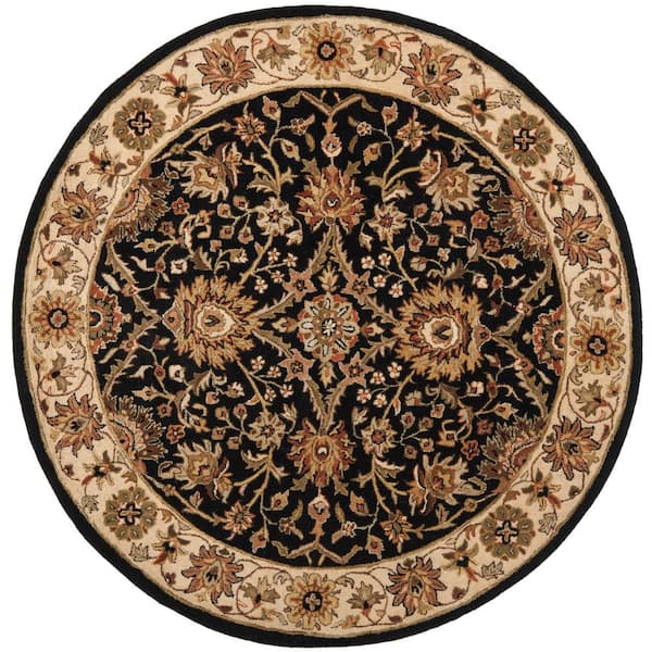 SAFAVIEH Antiquity Black 8 ft. x 8 ft. Round Border Area Rug AT249B-8R ...