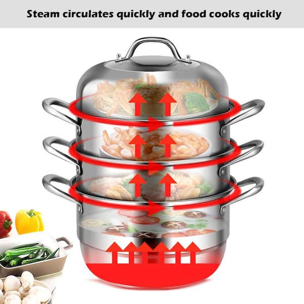Steamer Household Steam Pot Small Multi-Functional Large Capacity Three  Layers and Multiple Layers Box Electric