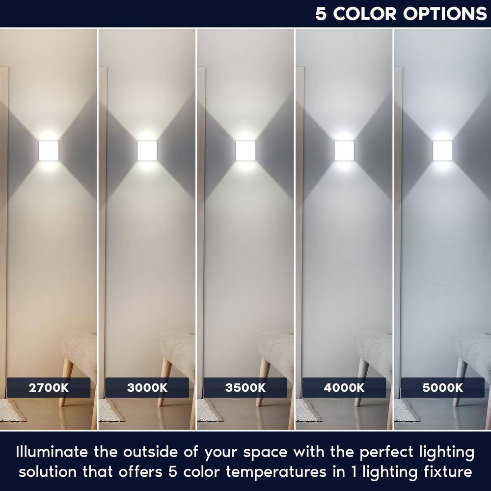 White Square LED Up and Down Wall Sconce