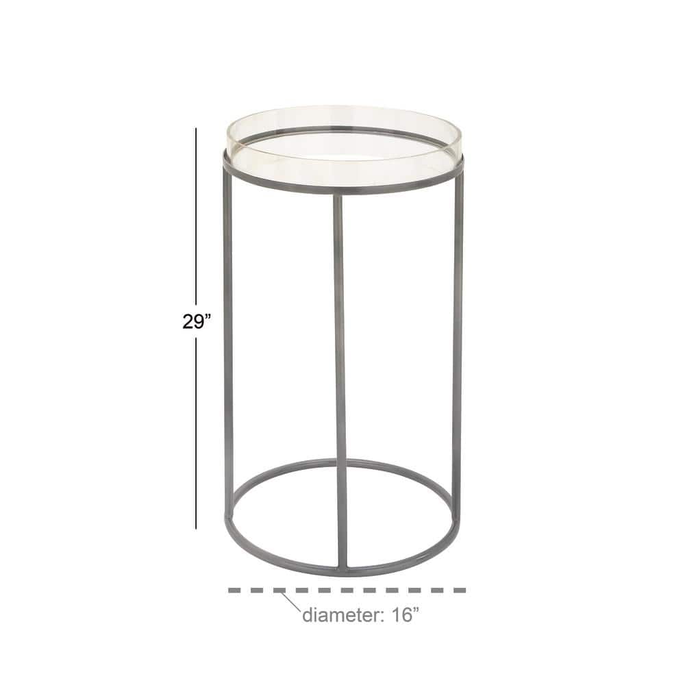 Sleek Round Acrylic Metal 16" Tray Table