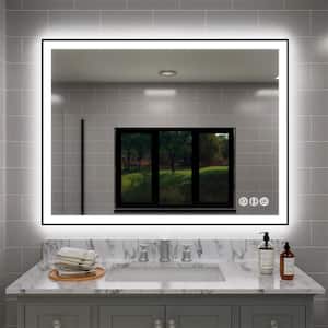 48 in. W x 36 in. H Rectangular 3 Colors Dimmable LED Anti-Fog Memory Wall Mount Bathroom Vanity Mirror in Matte Black