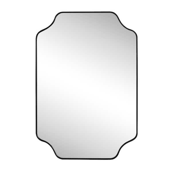 Alora 24 in. W x 36 in. H Medium Scalloped Rectangular Metal Framed Wall Mounted Mirror, Black