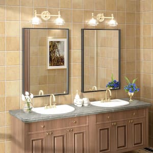 22 in. W x 30 in. H Rectangular Aluminum Alloy Framed and Tempered Glass Wall Bathroom Vanity Mirror in Matte Black