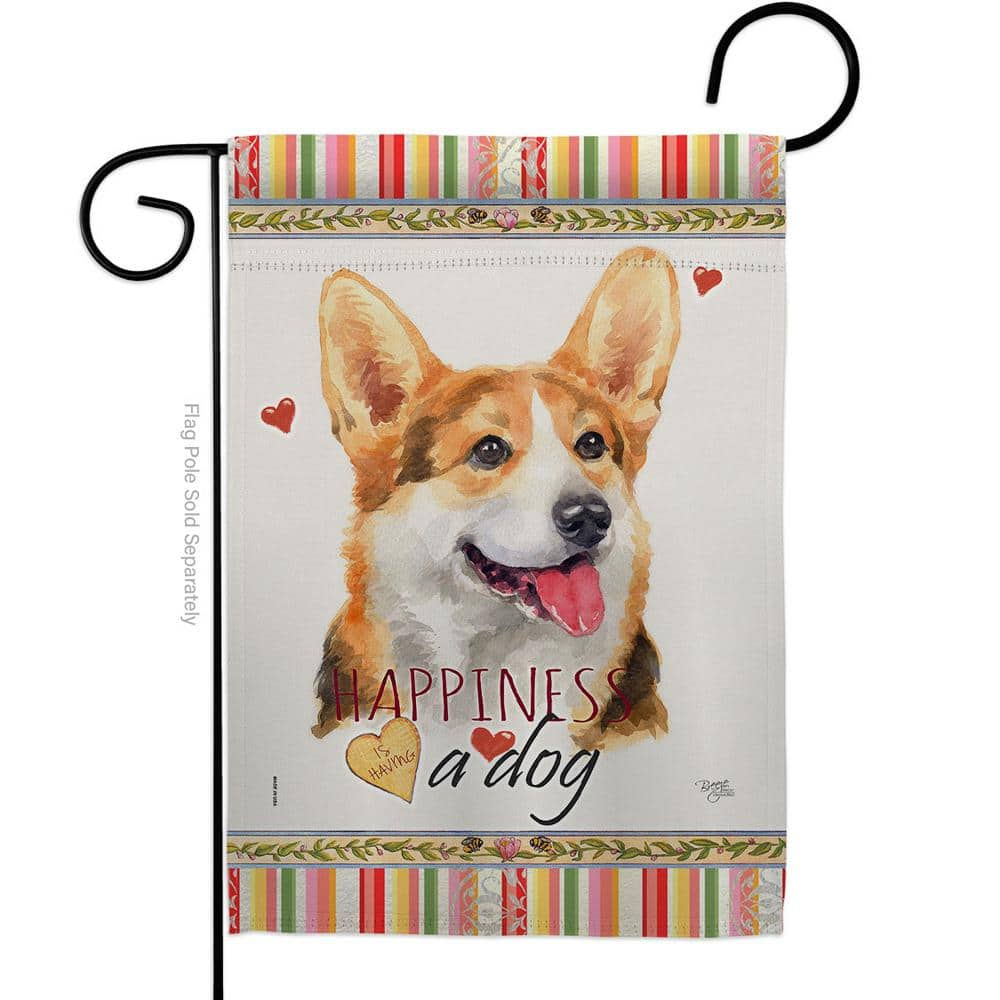 Breeze Decor 13 In. X 18.5 In. Pembroke Welsh Corgi Happiness Dog 