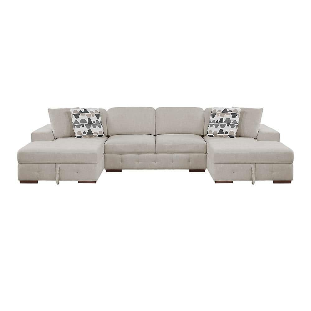 Laconia 149 in. Straight Arm Chenille 3-Piece Sectional Sofa with Left and Right Chaise in Taupe price history on PriceWatchPro