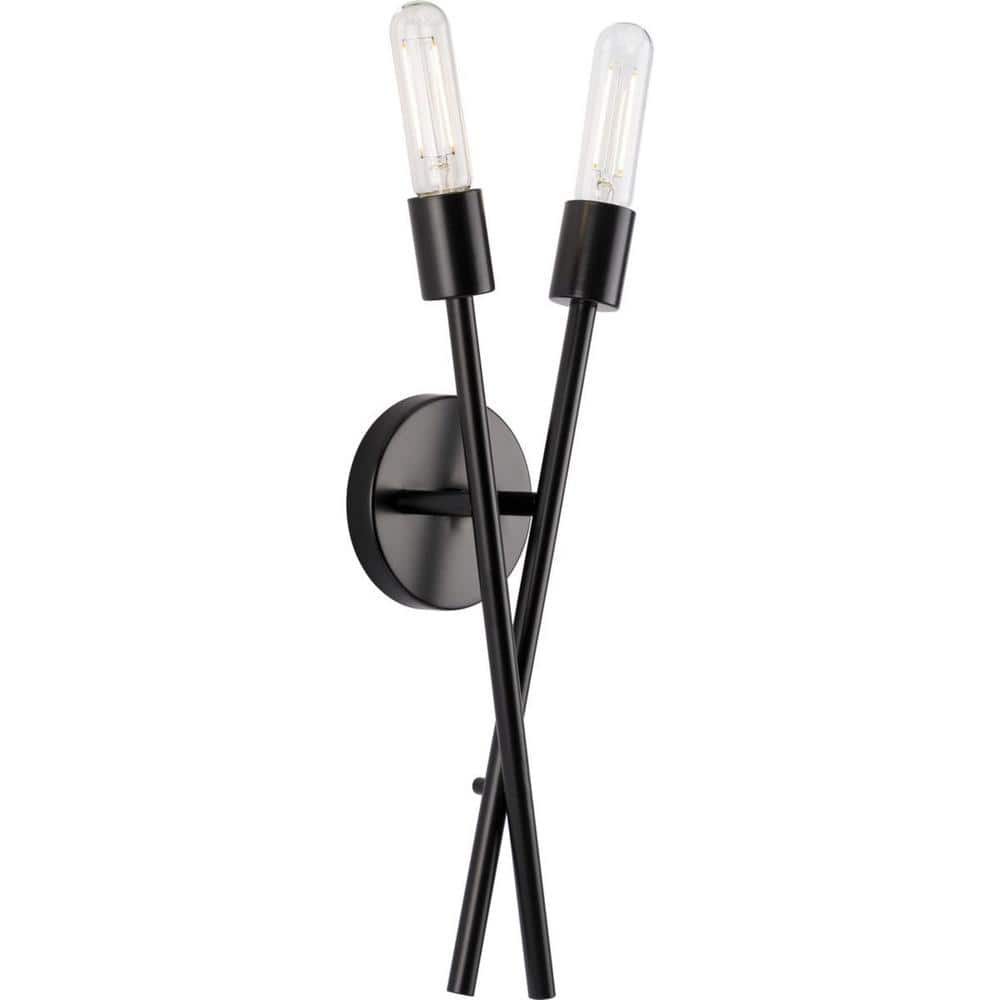 Astra Matte Black Steel 2-Light Wall Sconce