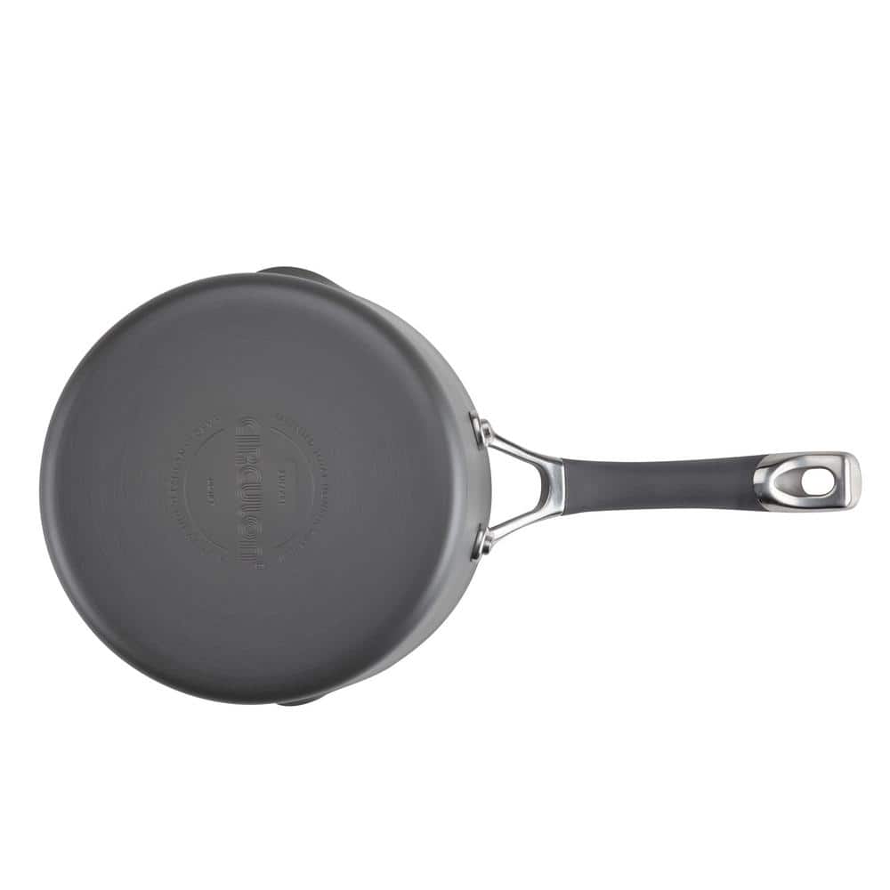 Radiance Gray 3 Quart Hard-Anodized Aluminum Nonstick Saucepan with Pour Spout