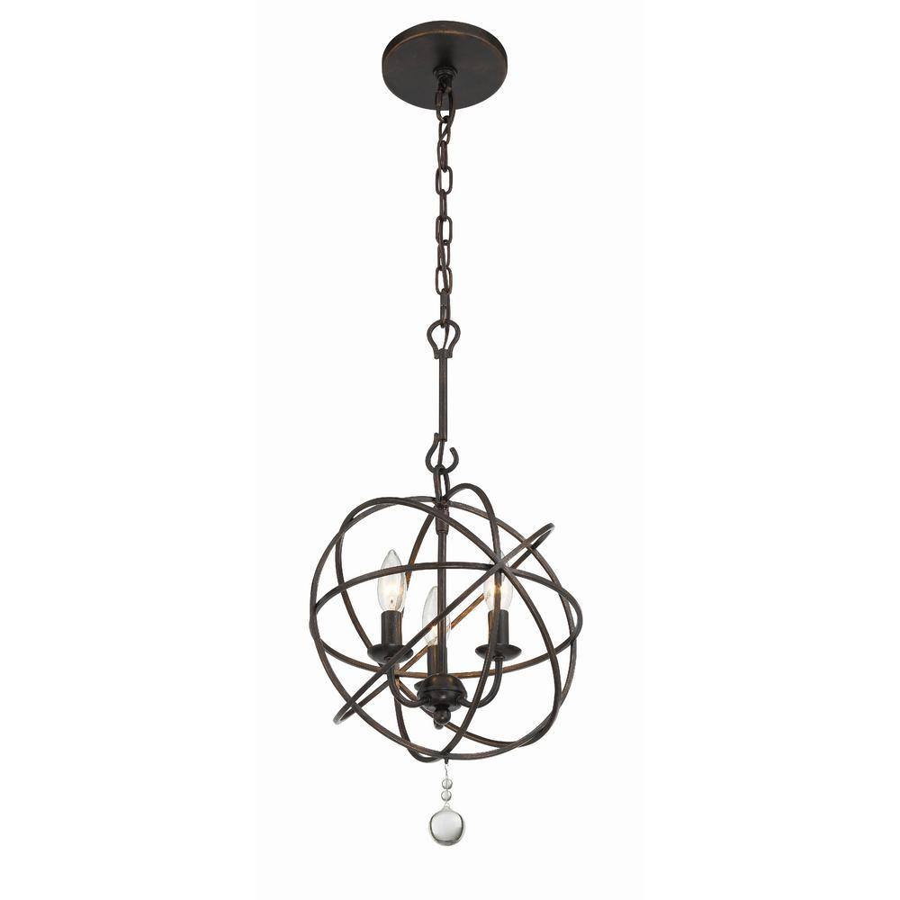 English Bronze Mini Chandelier with Clear Glass Beads