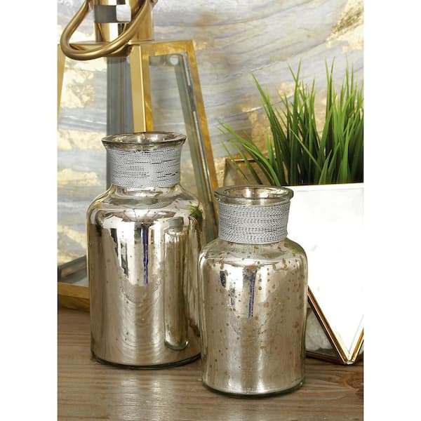 Litton Lane Silver Glass Decorative Jars (Set of 3)