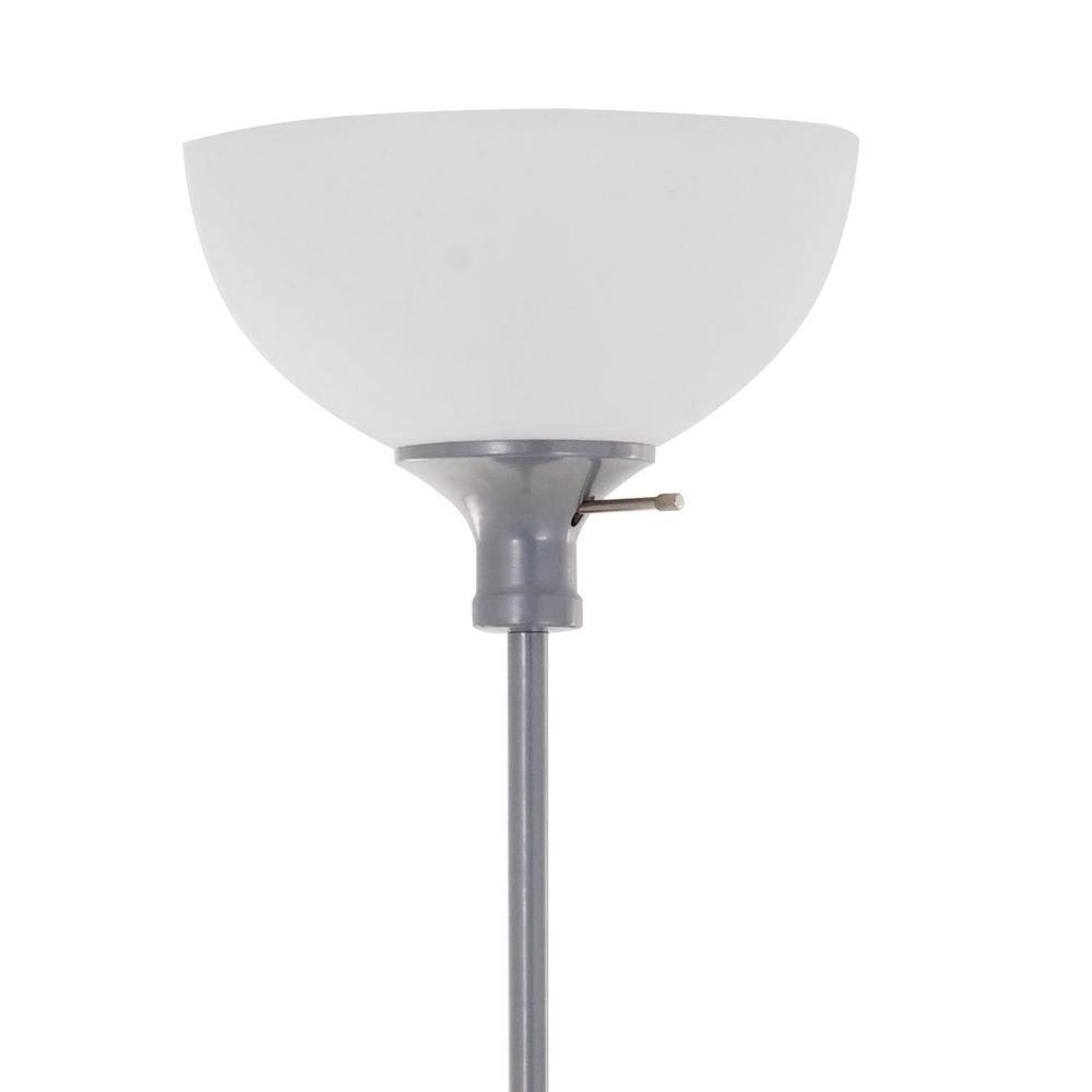 Silver Adjustable 3-Way Torchiere Floor Lamp