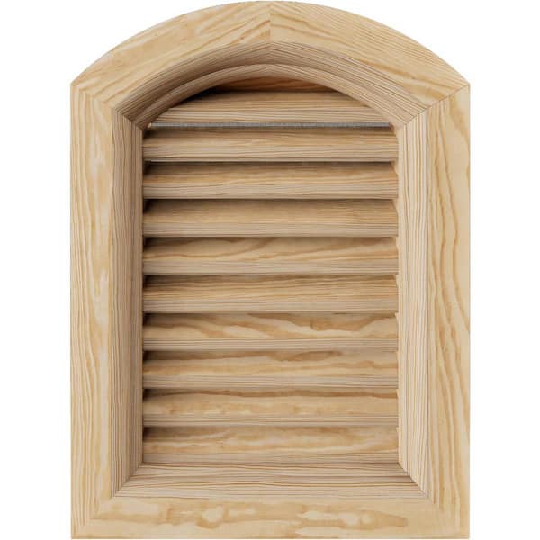 29 in. x 39 in. Round Top Unfinished Smooth Pine Wood Paintable Gable Louver Vent