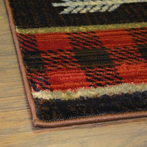 Lodge King Bear Down Red 2 ft. x 4 ft. Lodge Area Rug