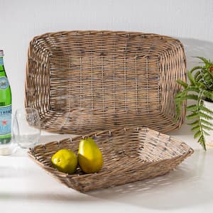 Assorted Brown Willow Basket Trays (Set of 2)