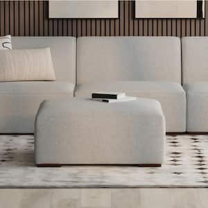 Rex Pale Grey Fabric Ottoman in Tightly Woven Performance