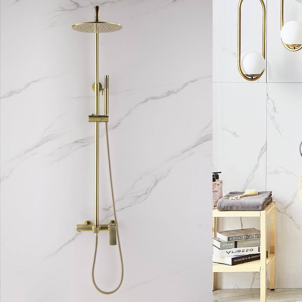 Brushed Gold Adjustable Rain Shower System with Handheld