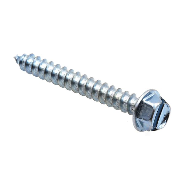 Prime-Line 9025972 Sheet Metal Screw Slotted Hex Washer Head 14 X 1 in Self-Tapping Zinc Plated Steel Pack of 100 