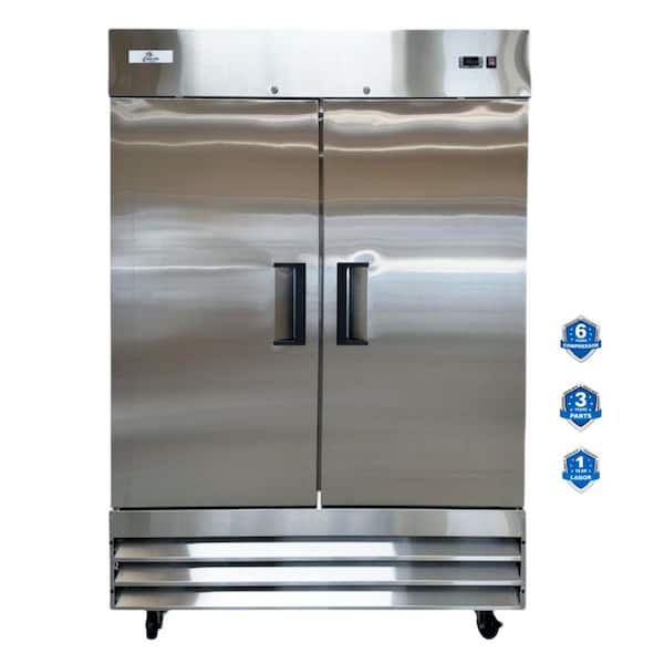54 in. 47 cu. ft. Auto / Cycle Defrost 2-Door Commercial Reach In Upright Freezer in Stainless Steel