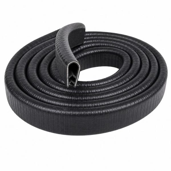 10 ft. U Channel Edge Trim with Metal Clips Edge Guard Protector, PVC Rubber Seal Strip for Sheet Metal, Car Door, Black