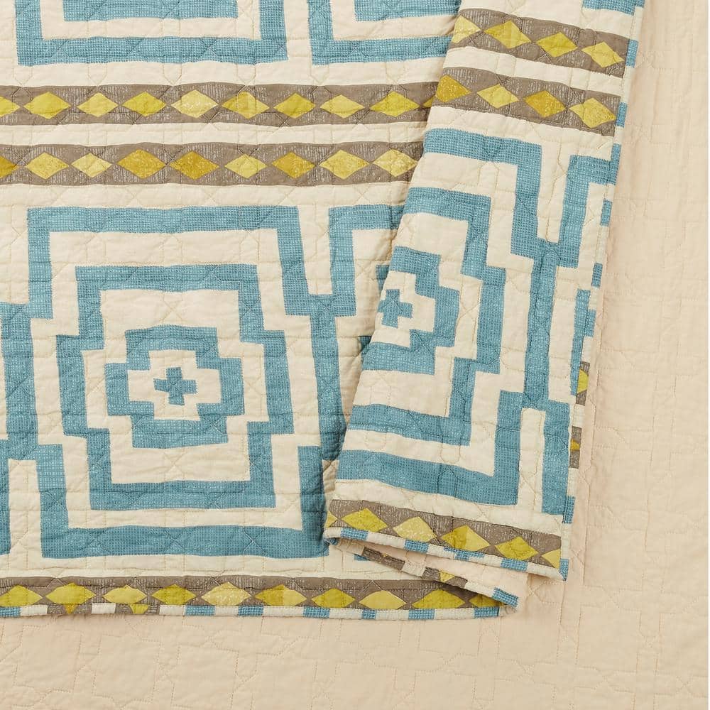 Hypnotic Blue and White Cotton Full Quilt Set