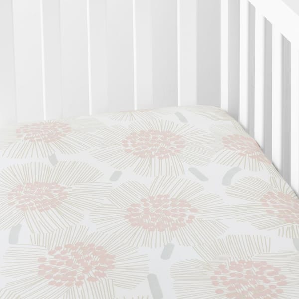 Company Kid's Flower Burst Pink Multi Organic Cotton Percale Crib Sheet