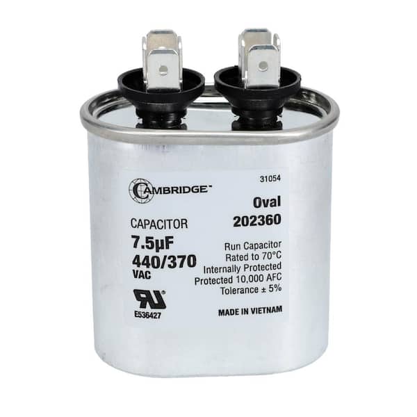 2.01 in. x 1.22 in. x 2.17 in. Aluminum 7.5 MFD 440-Volt/370-Volt Single Oval Run Capacitor (1-Pack)