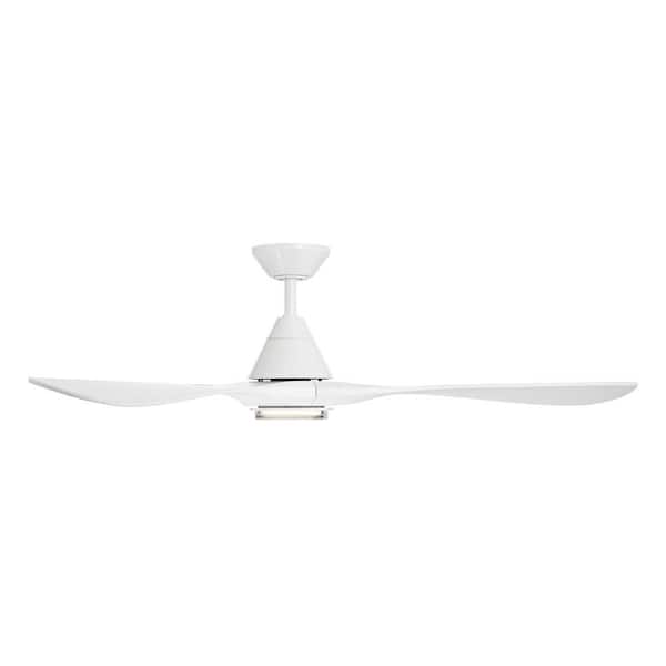 Carve 60 in. Smart Indoor/Outdoor Matte White Standard Ceiling Fan Selectable CCT Integrated LED and Remote