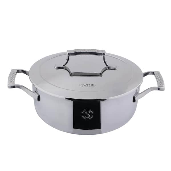 SAVEUR SELECTS 4 qt. Tri-Ply Stainless Steel Chef's Pan with Lid