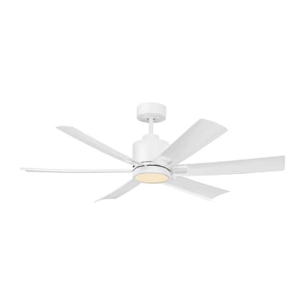 Flera 52 in. Smart Matte White Downrod Mount StandardCeiling Fan with with Matte White Blades and Remote