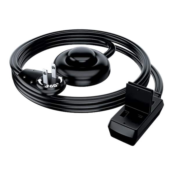 4 ft. 16/2 Light Duty Indoor Extension Cord 360° Rotating Flat Plug 2-Prong Footswitch with Cover, 13Amps, Black