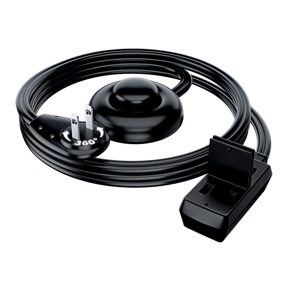 4 ft. 16/2 Light Duty Indoor Extension Cord 360° Rotating Flat Plug 2-Prong Footswitch with Cover, 13Amps, Black price history on PriceWatchPro