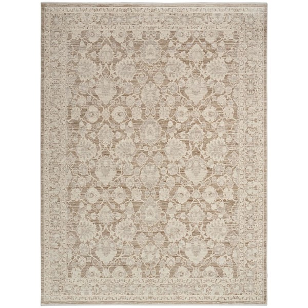 Outlines Ivory Mocha 8 ft. x 10 ft. Medallion Traditional Area Rug