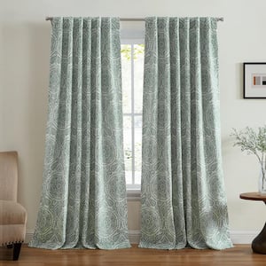 Giovanni Sage Polyester Blend Medallion 52 in. W x 84 in. L Rod Pocket/Back-Tab Indoor Blackout Curtain (Single Panel)