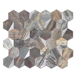 Herringbone Ecru Rustic Wood 11.80 in. x 10.83 in. PVC Peel and Stick Backsplash Wall Tile (17.75 Sq.Ft./20-Sheets)
