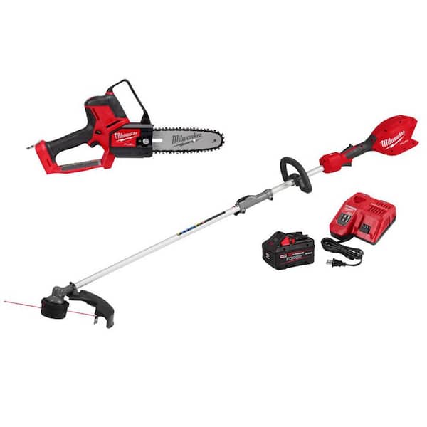 M18 FUEL 18V 16 in. Brushless Cordless Battery Powered QUIK-LOK String Trimmer 8.0 Ah FORGE Kit w/ Hatchet Pruning Saw