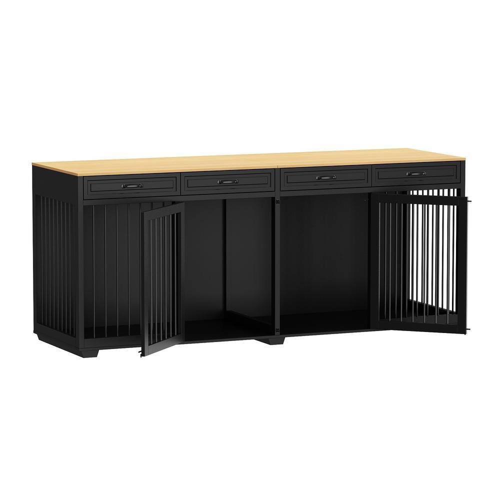 Image showcasing FUFU&GAGA Super Large Dog Crate Furniture, 92.9 in. Wooden Dog Crate ...