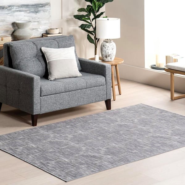 Elia Casual Geometric Machine Washable Blue 7 ft. x 9 ft. Area Rug