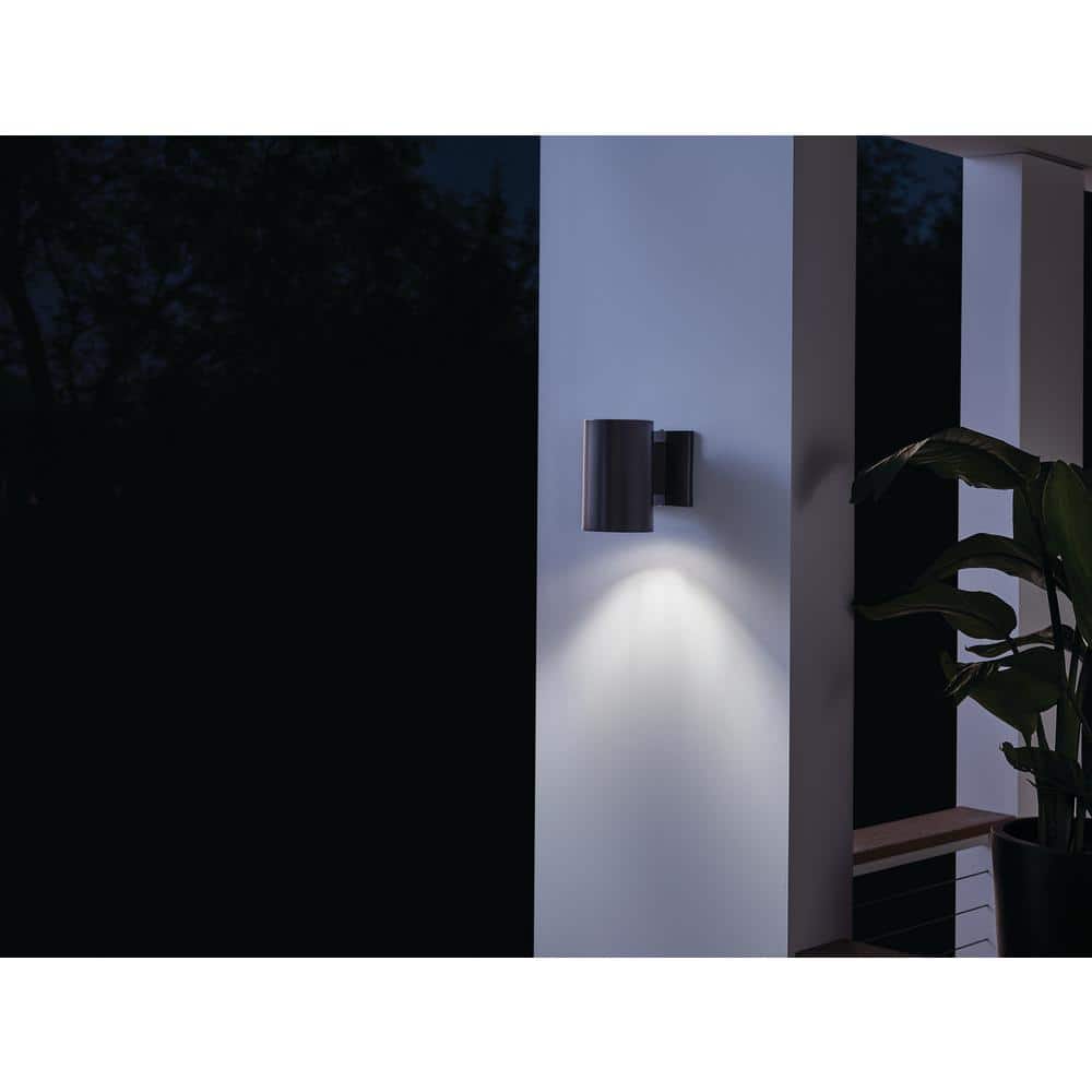 Black Aluminum Cylinder Outdoor Wall Sconce