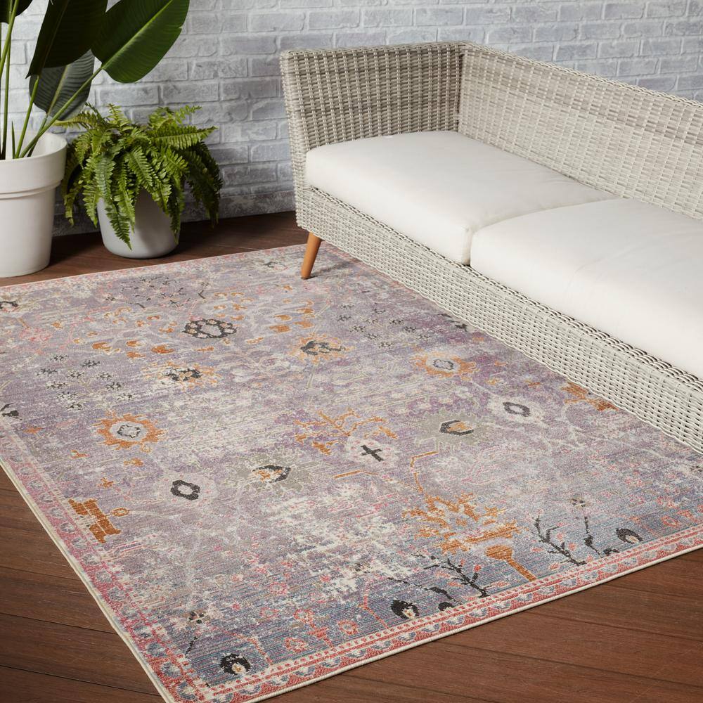 Elva Lavender and Gold Rectangular Synthetic Area Rug
