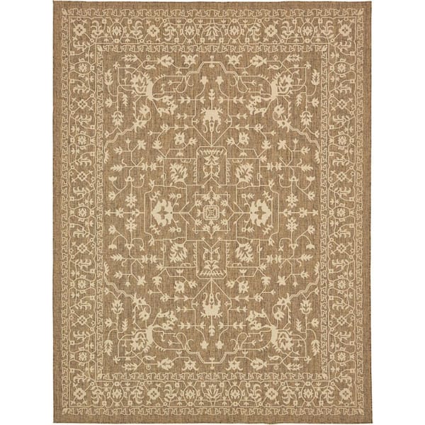 Unique Loom Outdoor Allover Brown 9' 0 x 12' 0 Area Rug