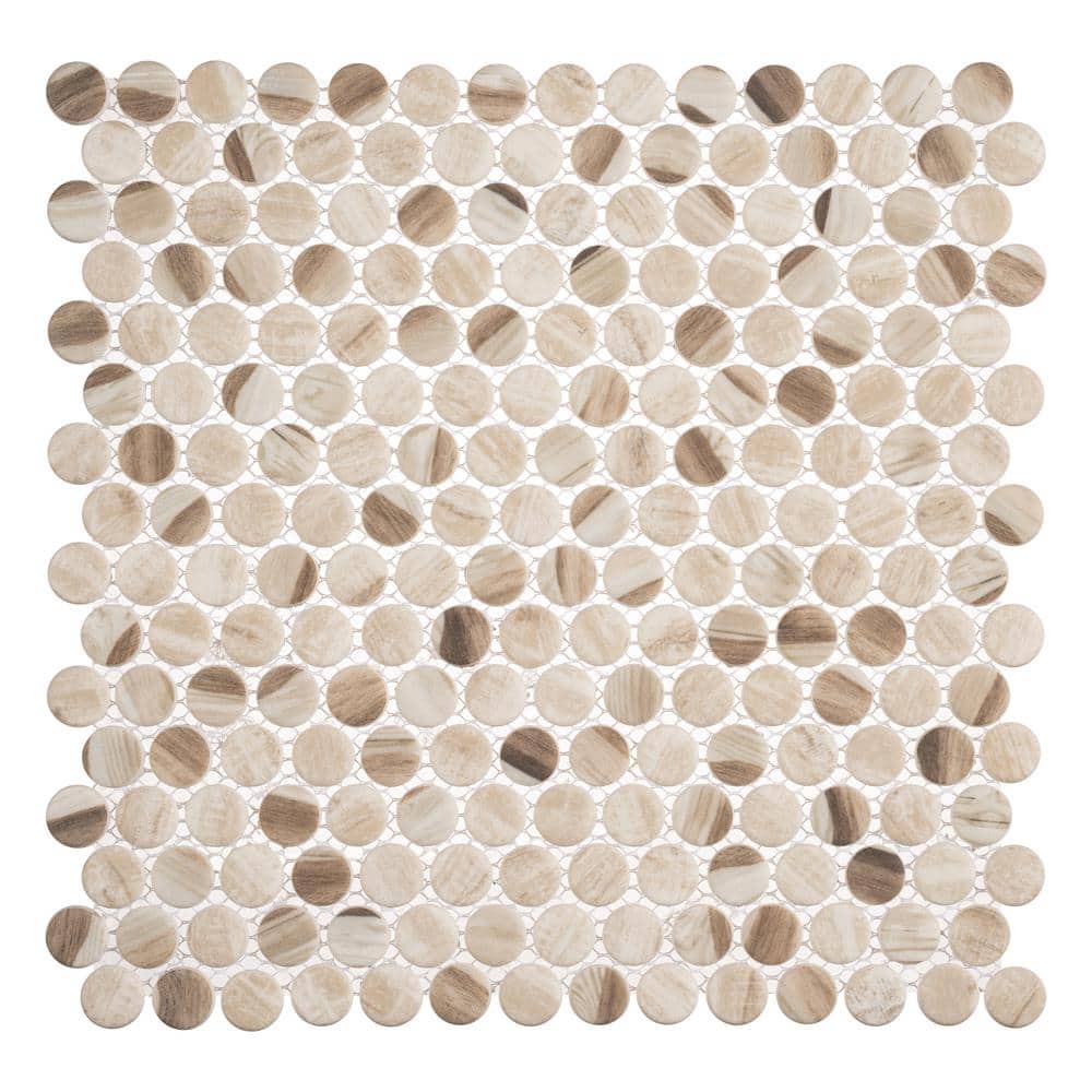 Josen 13x13 Matte Glass Penny Round Mosaic Tile