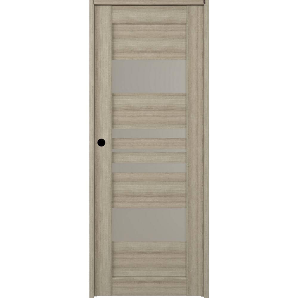 "Romi 18"" x 83.25"" Right-Hand Frosted Glass Shambor Solid Core Wood Composite Single Prehung Interior Door" price history on PriceWatchPro
