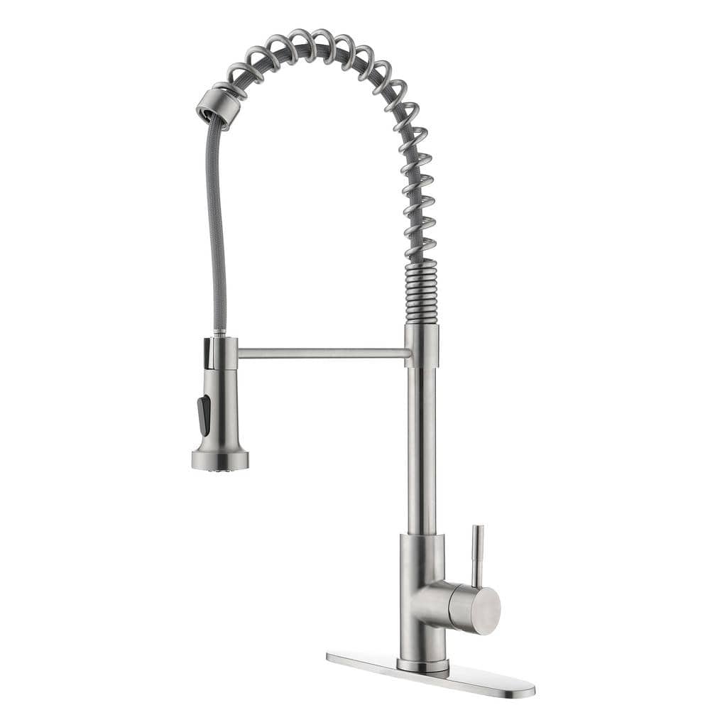 FLG Single Handle Pull Down Sprayer Kitchen Faucet with Advanced Spray Commercial Stainless