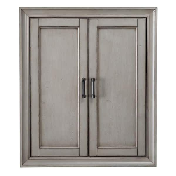 Home Decorators Collection Hazelton 25 in. W Bathroom Storage Wall Cabinet in Antique Grey