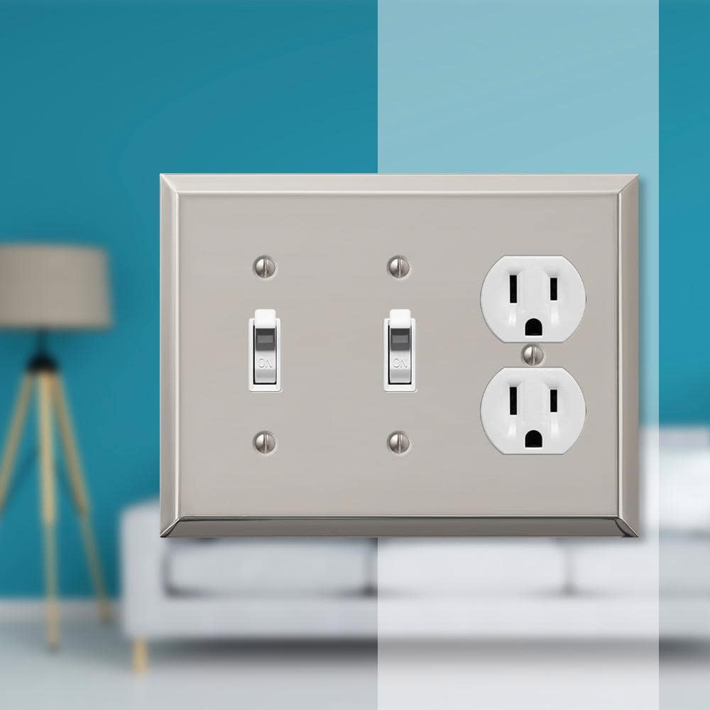 Polished Nickel 3-Gang Double Toggle Single Duplex Steel Wall Plate